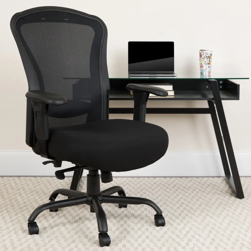 Flash Furniture Sedia In Tessuto Nero Impilabile Con Braccioli E Imbottitura – Per Ufficio, Reception, Sala D'Attesa, 60x59x84 Cm