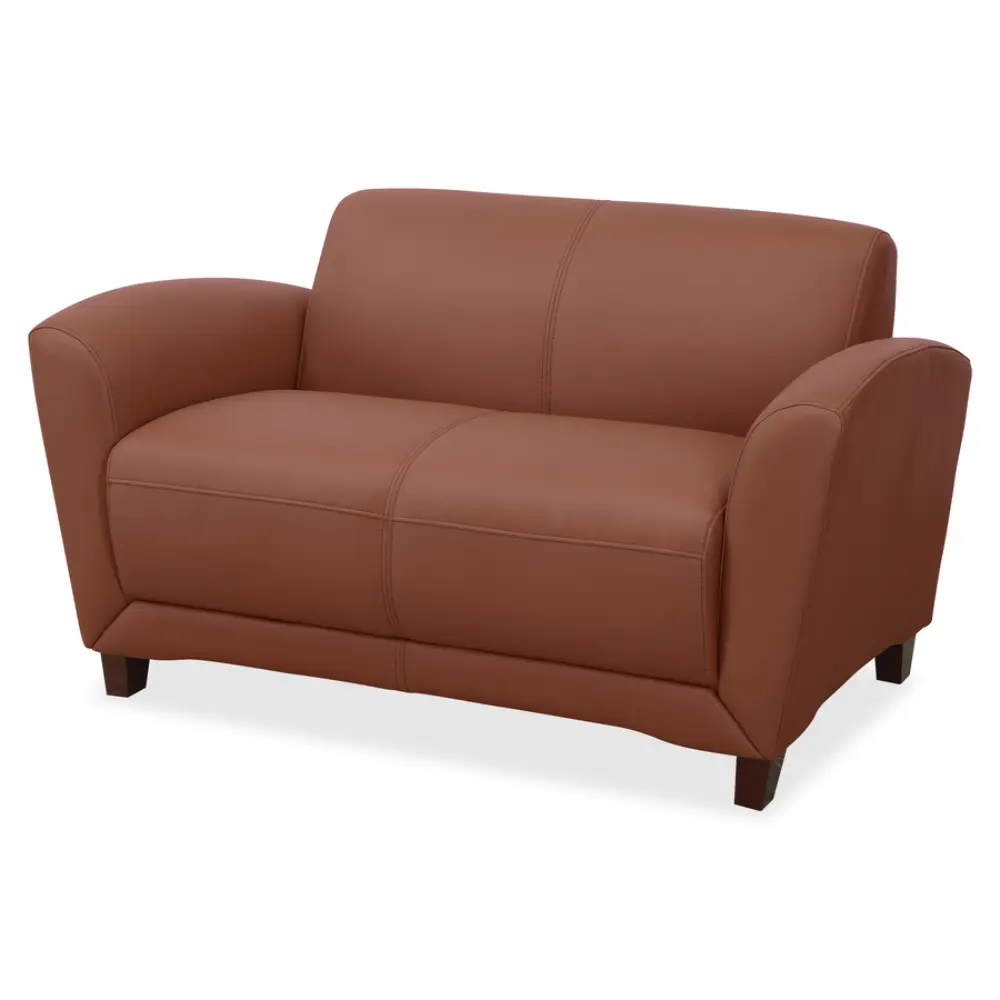 Brown leather loveseat