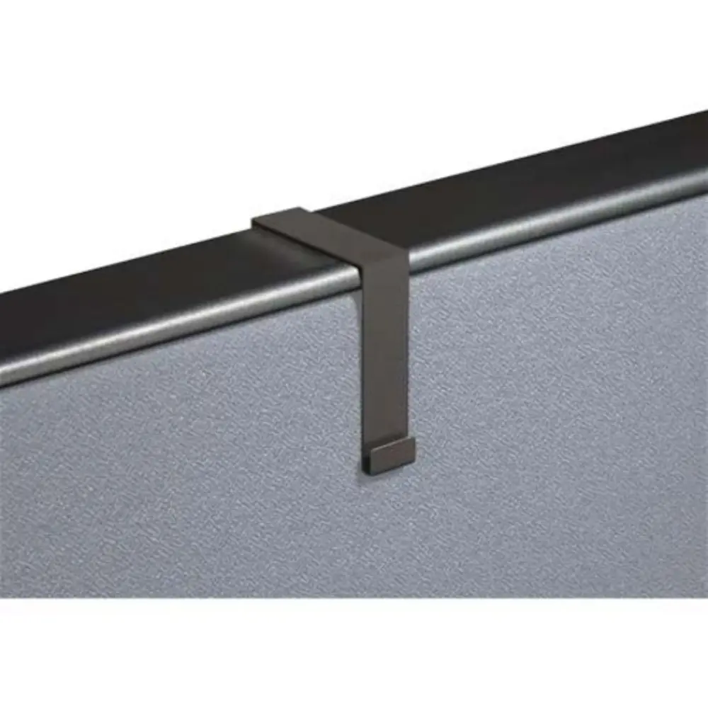 Two black metal brackets with hooks on both ends