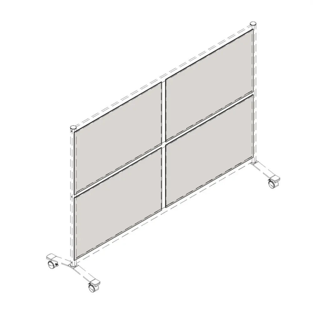 Eight-panel folding screen on a wheeled frame