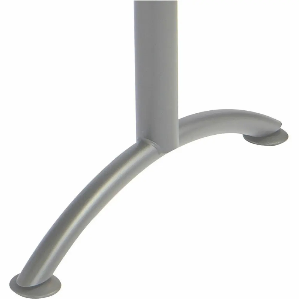 Under-desk or table top of a dark grey table showing front edge and leg supports.