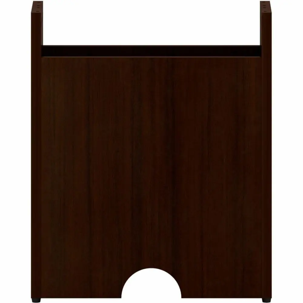 Isometric view of a long table with three pedestal legs and a transparent dashed outline indicating the tabletop.