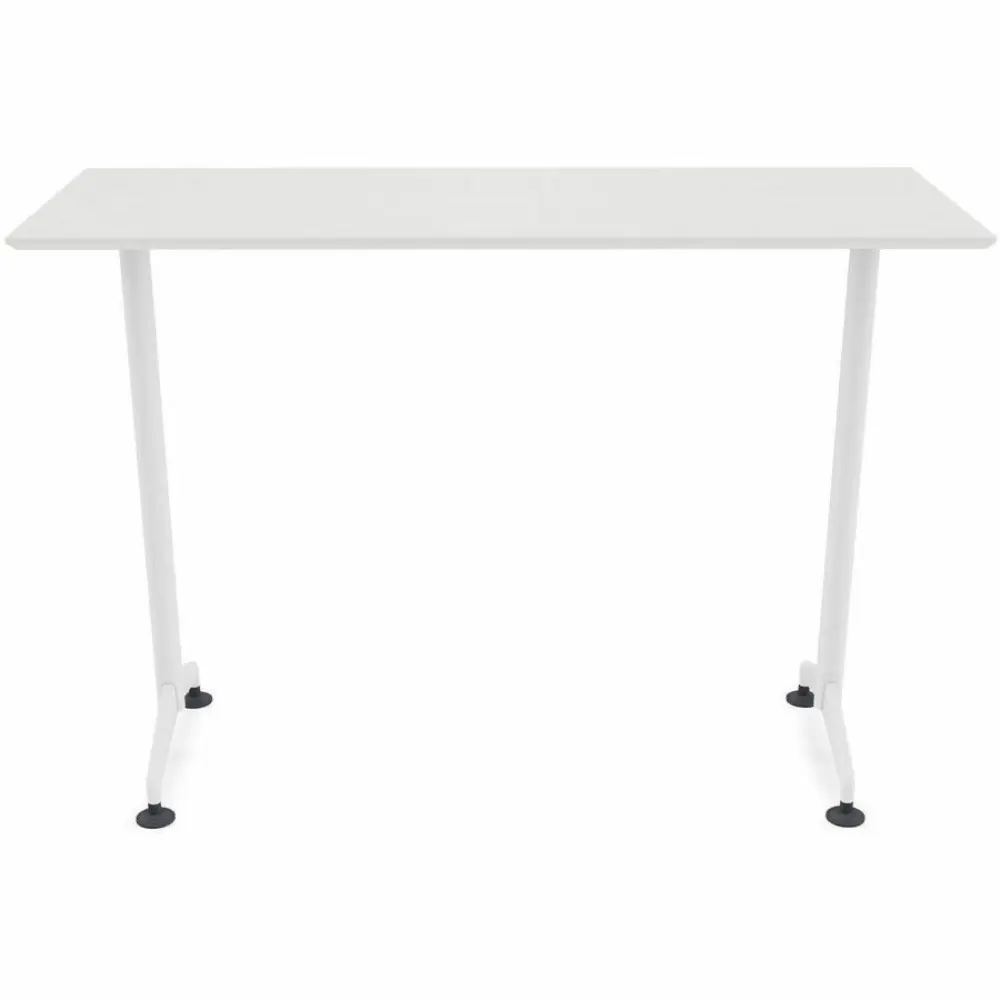 White high-top table with a single pedestal leg and a four-star base.