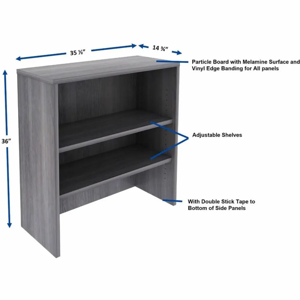 Isometric line drawing of a two-shelf cabinet with adjustable shelves.
