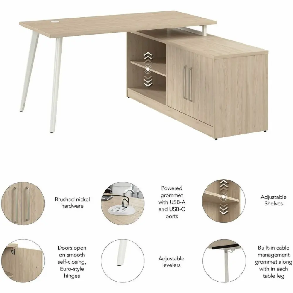 Dimensioned diagram of desk with measurements in inches and centimeters