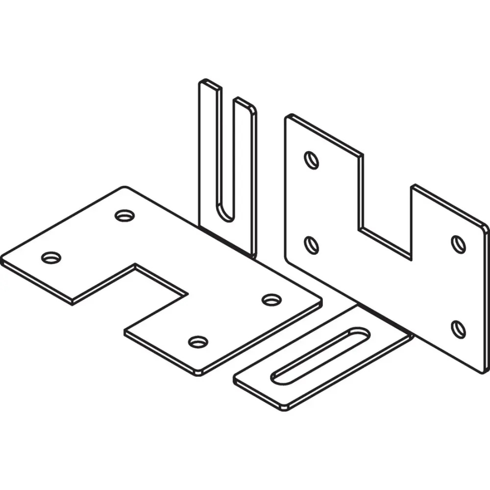 Set of two metal brackets with mounting tabs and slots plus hardware