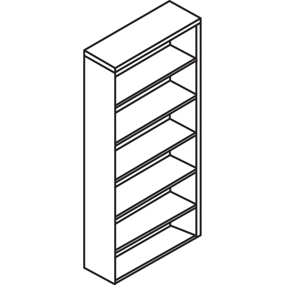 Brown wood bookshelf with 7 shelves