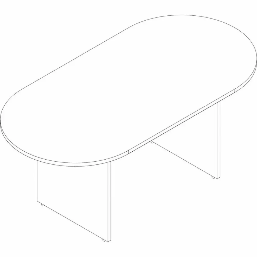 Dark wood oval conference table with T-shaped leg supports