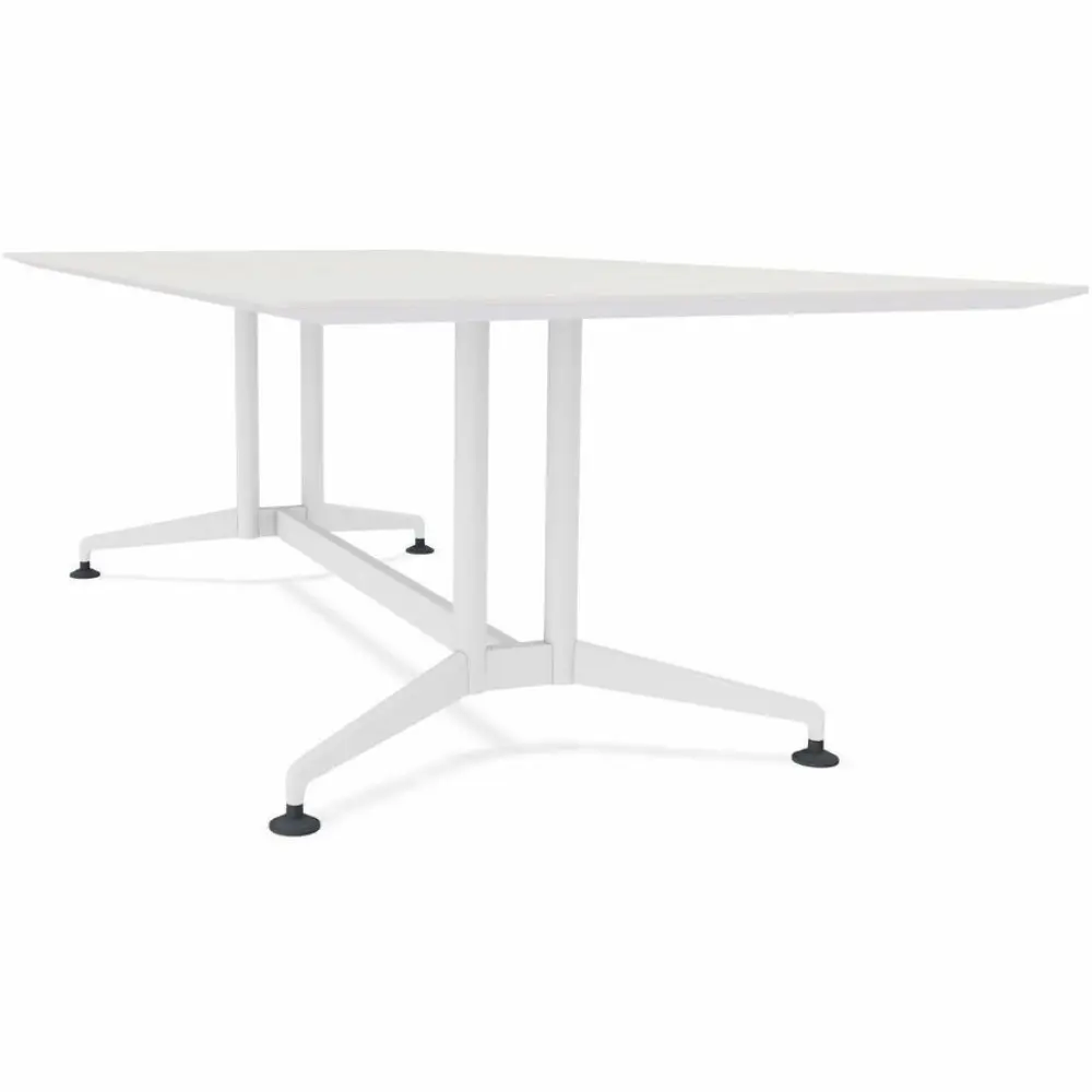 White tabletop surface alone with small caster wheels visible at the bottom edges.