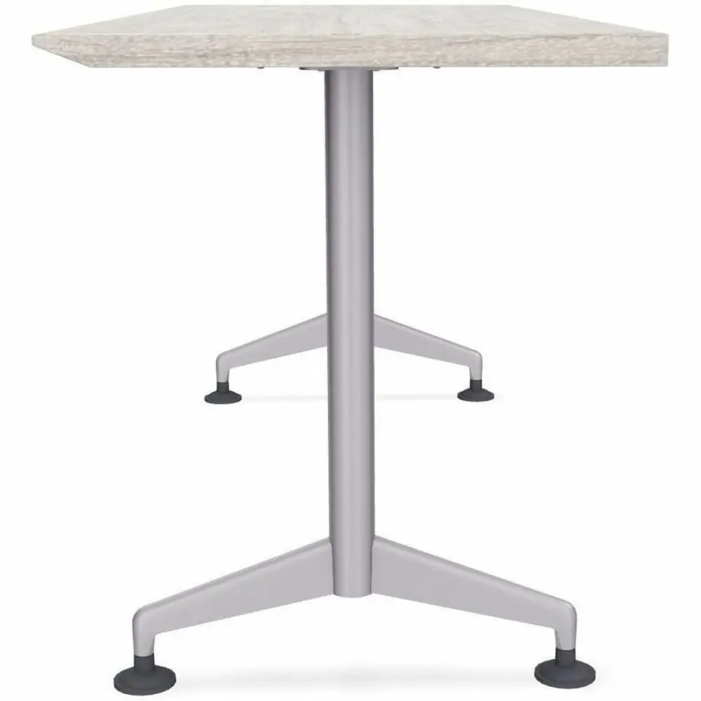 Rectangular light wood desk surface with wood grain