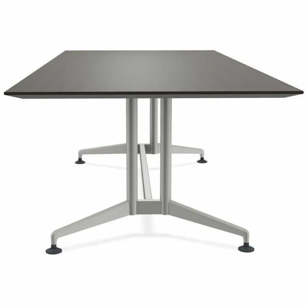 Medium-length rectangular table with dark top and silver legs, similar design as other images.