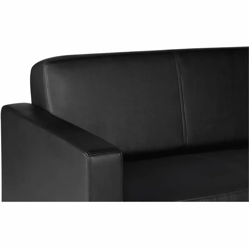 Diagram of sofa with dimensions and features such as cable length and outlets