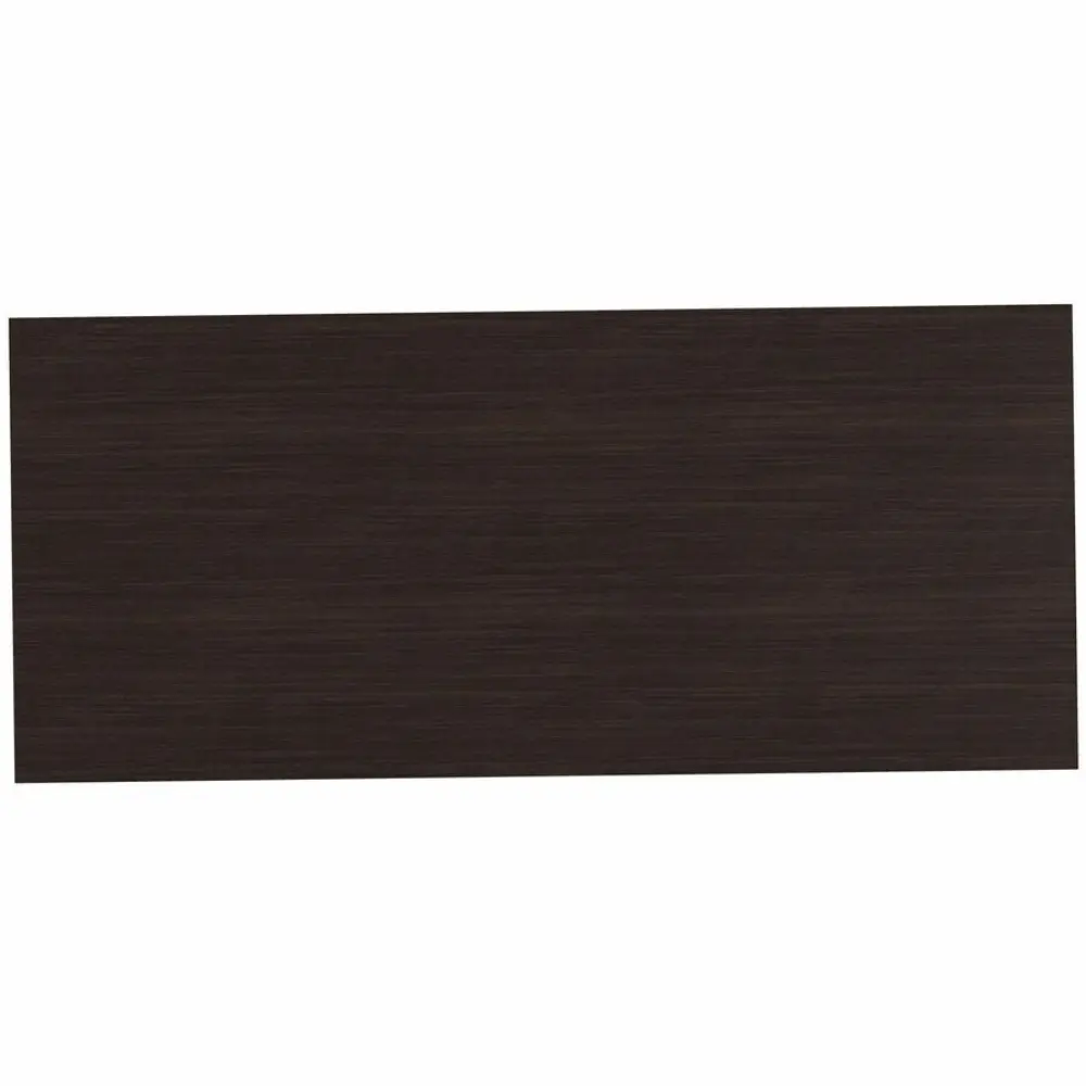 conference table with dark tabletop and metal pedestal base.