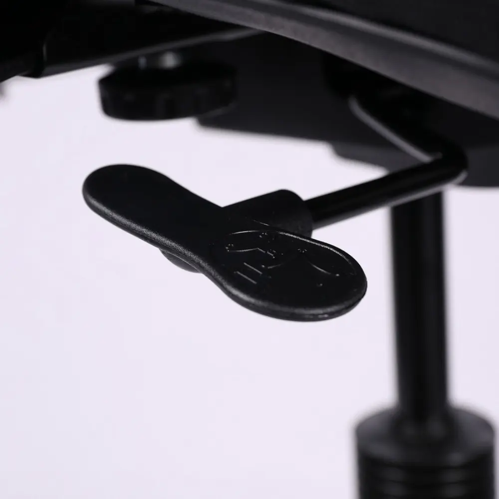 Office chair with mesh back, armrests, and base with wheels