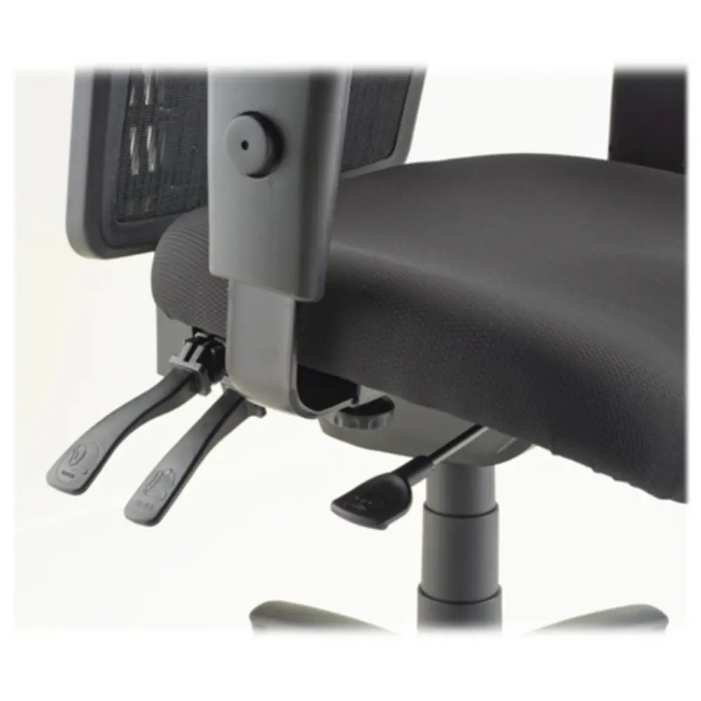 Office chair with navy blue seat and black mesh back