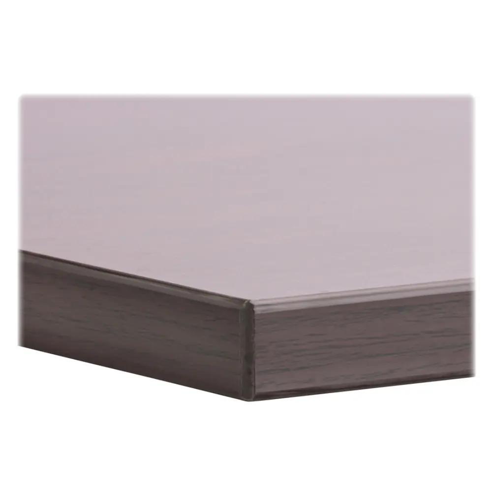 Another dark wood shelf, photographed at an angle