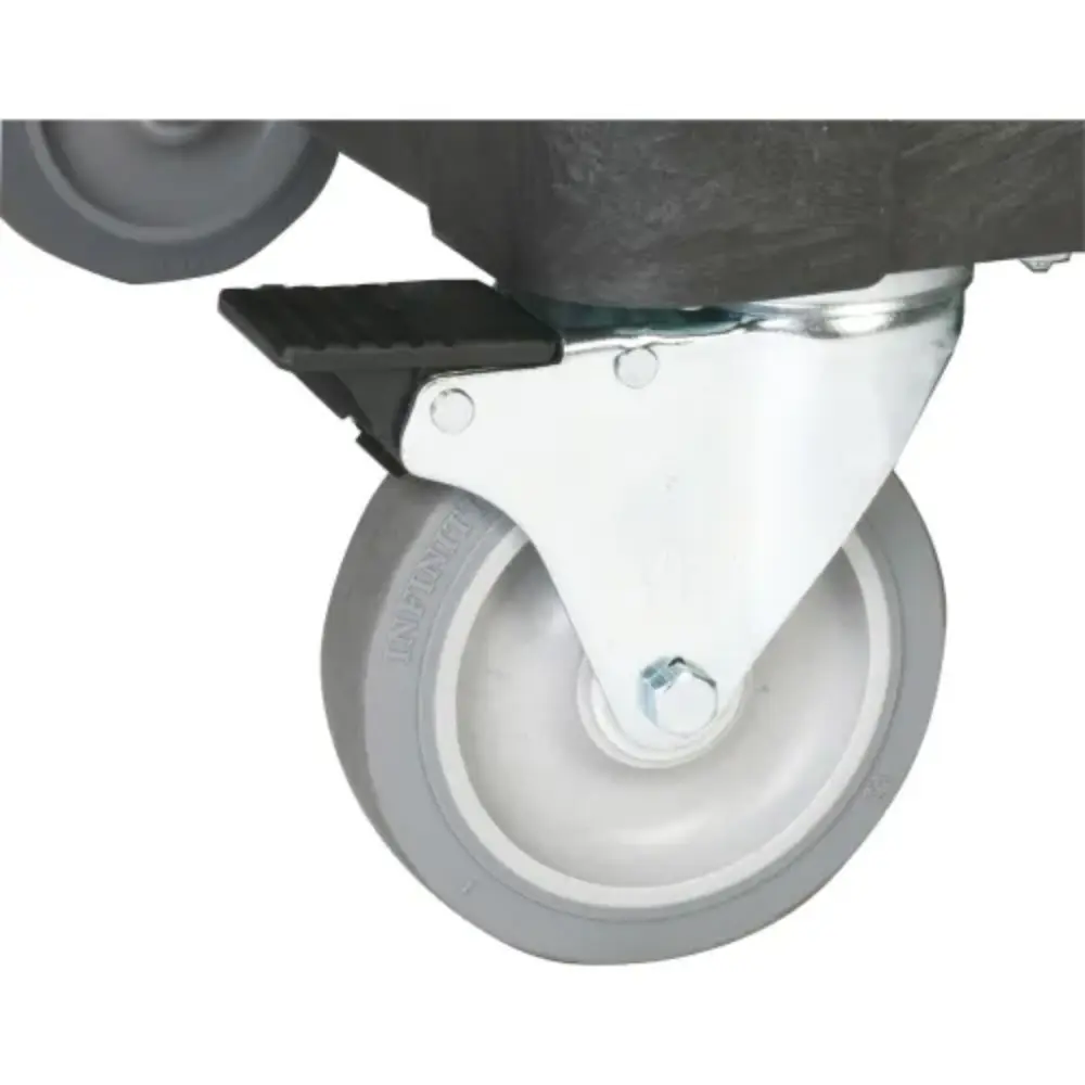 Caster wheel on cart with foot brake