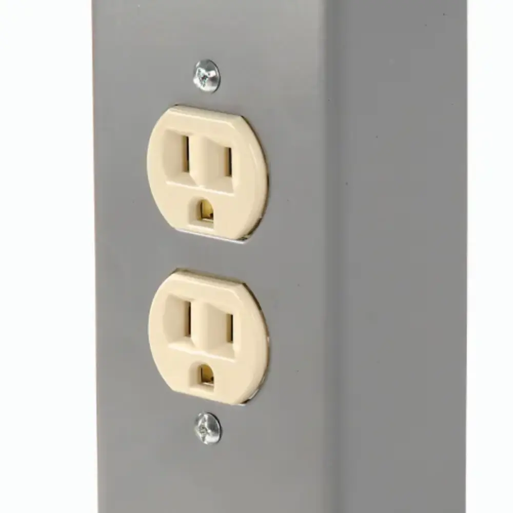Electrical outlet two-gang mounted on metal leg