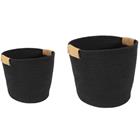 2PC COTTON ROPE BASKET BLACK 725-01745