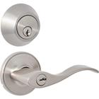 Steel Pro Brushed Nickel Single Cylinder Deadbolt and Lever Combo 200101