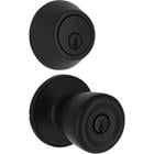 Steel Pro Matte Black Tulip Deadbolt & Door Knob Entry Combo 207363