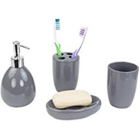 Home Basics 4-Piece Grey Bathroom Accessory Set BA41532