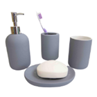 Home Basics 4-Piece Rubberized Bathroom Accessory Set BA41566