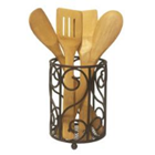 Home Basics Scroll Collection Steel Cutlery Holder with Mesh Bottom and Non-Skid CH10651