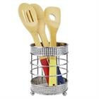 PAVE STEEL CUTLERY HOLDER WITH MESH BOTTOM AND NON-SKID FEET, CHROME CH37101