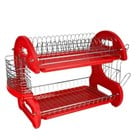 Dish Drainer 2 Tier Plastic Red DD10248