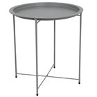 Home Basic Foldable Round Multi-Purpose Side Accent Metal Table, Matte Grey. TT41978