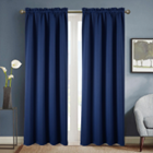 Olivia Gray Twilight Solid Blackout 54 x 90 in. Rod Pocket Single Curtain Panel in Navy Blue PNT22656