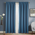 Olivia Gray Twilight Solid Blackout 54 x 90 in. Rod Pocket Single Curtain Panel in Blue PNT22608