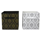 Home Basics Metallic Damask Non-Woven Fabric Collapsible Storage Cube with Built SB49260