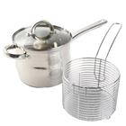 Sangerfield 3 pc SS Deep Fryer Set - 4 Qt Sauce Pan W/Lid + Frying Basket Set 91537.03