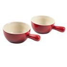 Artisan 2pc 22oz Soup bowl W/Handle-Red 97093.02
