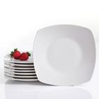 Gibson Zen Buffetware 8 Piece Ceramic Soft Square Dinner Plate Set in White 108041.08