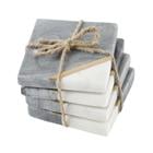 4pc 4 In Coaster - White Grey Square - Marble 124658.04