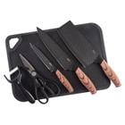 Gunderson 6 pc Cutlery Set w/ Black Cutting Board Black Textured Blade - Nonstick 134816.06