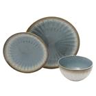 Mayfair Bay 12 pc Dinnerware Set Blue Embossed Stoneware 134001.12