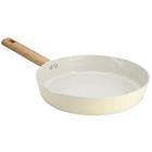 9.5IN FRYING PAN TAUPE CERAMIC W/WOOD HANDLE 137727.01