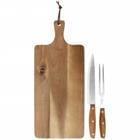 3PC ACACIA  CARVING SET W/WOOD BOARD 143828.03