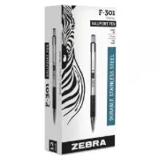 F-301 Ballpoint Retractable Pen, Black Ink, Fine ZEB27110