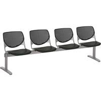 KFI Kool 2 Seat Beam Chair - Black Polypropylene Seat - Black Polypropylene, Aluminum Alloy Back - Powder Coated Silver Tubular Steel Frame - 1 Each
