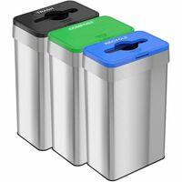 HLS Commercial 21-Gallon Trash/Recycle/Compost Can Set - Push Button Opening - 21 gal Capacity - Rectangular - Fingerprint Proof, Smudge Resistant, Easy to Clean - 34 HLS Commercial 21-Gallon Trash/Recycle/Compost Can Set - Push Button Opening - 21 gal Capacity - Rectangular - Fingerprint Proof, Smudge Resistant, Easy to Clean - 34