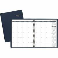 House of Doolittle Non-dated Productivity Planner - Monthly, Weekly - 12 Month - 1 Month, 1 Day, 1 Week Double Page Layout - Blue Sheet - Gray - Suede - Gray Cover - 9.3