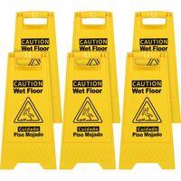 Genuine Joe Universal Graphic Wet Floor Sign - 6 / Carton - English, Spanish - Wet Floor Print/Message - Foldable - Yellow Genuine Joe Universal Graphic Wet Floor Sign - 6 / Carton - English, Spanish - Wet Floor Print/Message - Foldable - Yellow