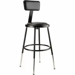 National Public Seating 6400 Series Heavy-Duty Padded Stools - Black Seat Color - Vinyl, Medium Density Fiber (MDF) Seat Material - Black Frame Color - Steel Frame Material - Four-legged Base - Black - Plush - 1 Each NPS6418HB10
