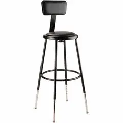 National Public Seating 6400 Series Heavy-Duty Padded Stools - Black Seat Color - Vinyl, Medium Density Fiber (MDF) Seat Material - Black Frame Color - Steel Frame Material - Four-legged Base - Black - Plush - 1 Each NPS6424HB10