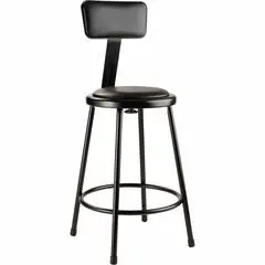 National Public Seating 6400 Series Heavy-Duty Padded Stools - Black Seat Color - Vinyl, Medium Density Fiber (MDF) Seat Material - Black Frame Color - Steel Frame Material - Four-legged Base - Black - Plush - 1 Each NPS6424B10